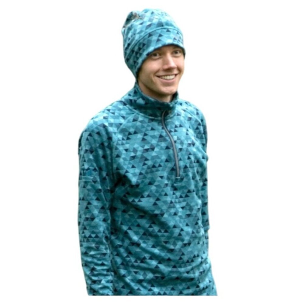 SportHill Mens XL Soft Stretch Jacquard Pullover XC Funnel Neck & Zip Closure
